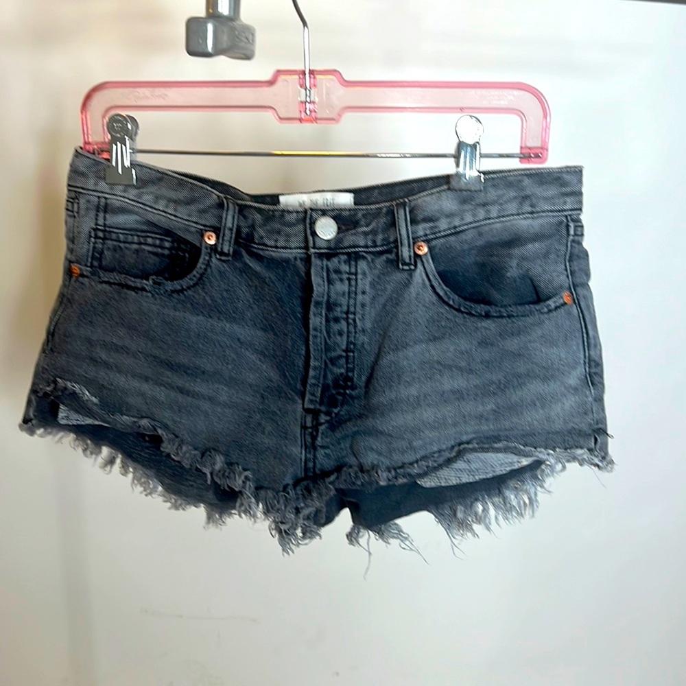 We are free black washed jeans shorts